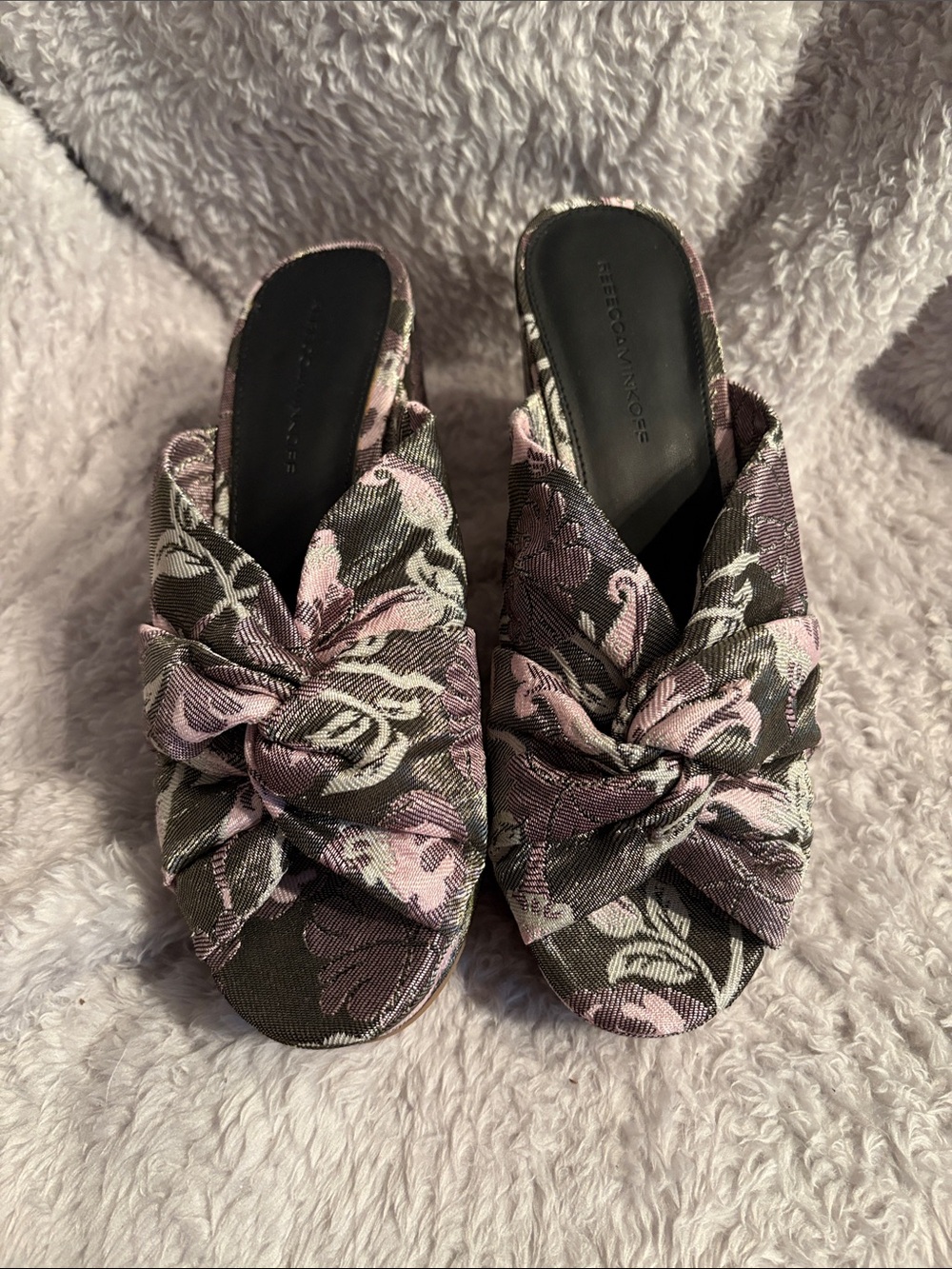 Rebecca Minkoff Pink Floral Knot Mule Slides